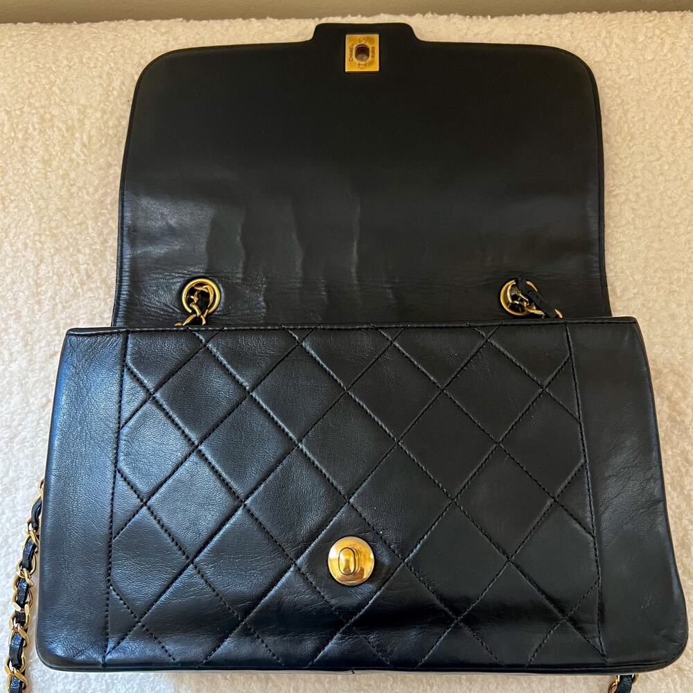 CHANEL Black Quilted Lambskin Crossbody with Gold Chain - Picture 11 of 16
